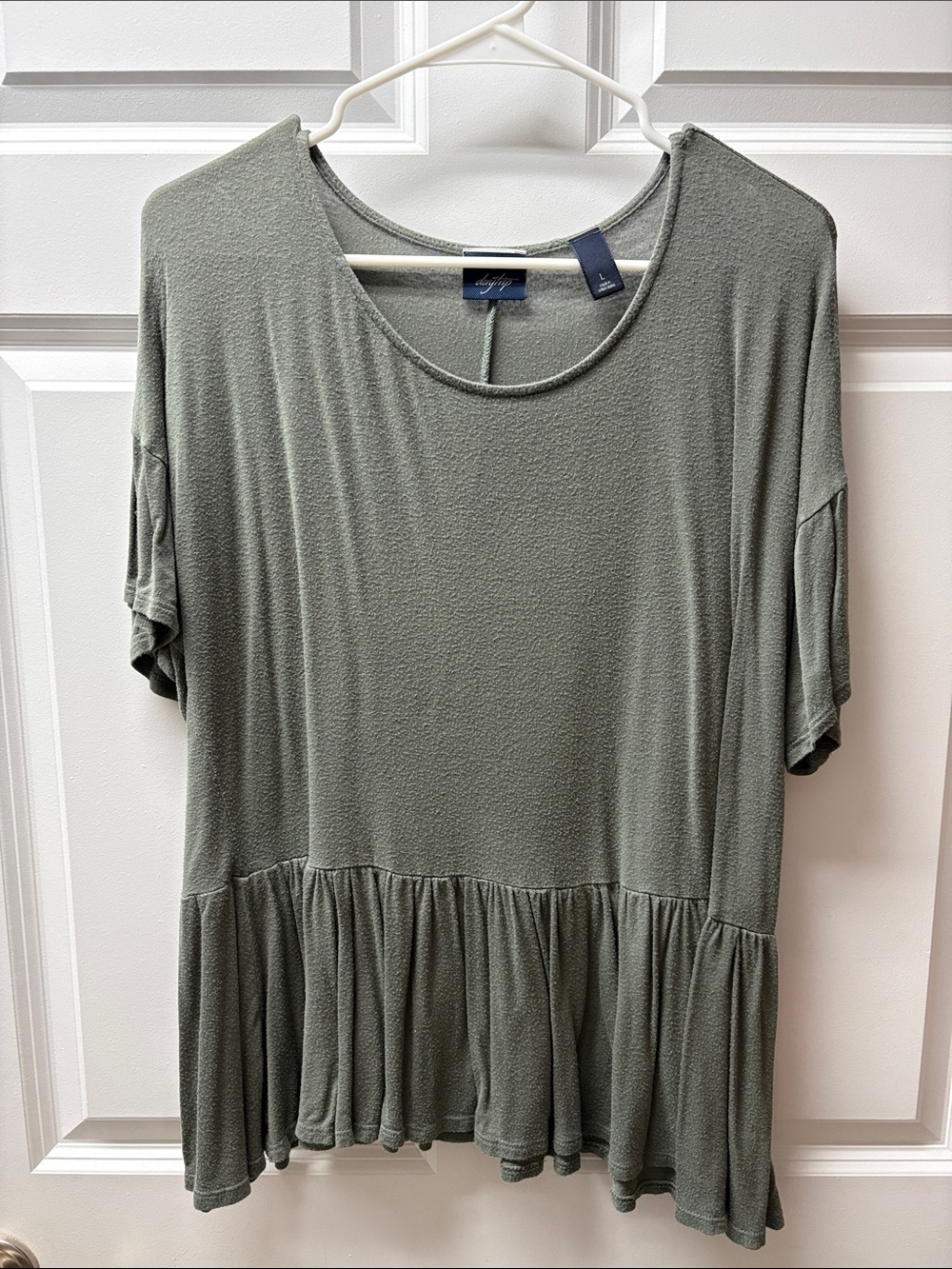 Daytrip Olive Green Peplum Short-Sleeve Top